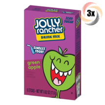3x Packs Jolly Rancher Green Apple Drink Mix Singles | 6 Sticks Per Pack | .62oz - £8.86 GBP