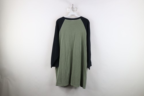 Vintage 90s Y2K Streetwear Mens 2XL Faded Blank 3/4 Sleeve Raglan T-Shirt Green Item image 10