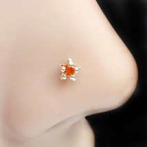 Tiny Indian 925 Sterling Silver Orange CZ Screw Nose ring - £7.90 GBP