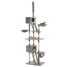 Cat Tree with Sisal Scratching Posts 230-260 cm Grey - £99.18 GBP