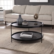 33" Black Manufactured Wood And Metal Round Coffee Table - $6,147.31 MXN
