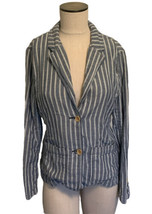 Dylan by True Grit Striped Womens Casual Cotton Blue &amp; White Blazer Jack... - $47.49