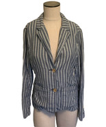 Dylan by True Grit Striped Womens Casual Cotton Blue &amp; White Blazer Jack... - £37.37 GBP