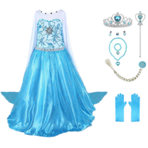 New Elsa Princess Party Girls Costume Dress with Cosplay accessories 2-10 Y - £19.96 GBP