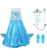 New Elsa Princess Party Girls Costume Dress with Cosplay accessories 2-10 Y - £19.64 GBP
