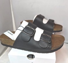 Sonoma Womens Artwork Buckle Slides Sandals Sz 6.5 Leather Black Shoes G... - £23.88 GBP