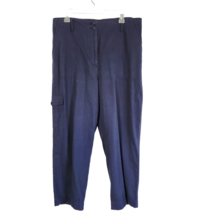 Talbots Super Soft Cargo Wide Leg Pants 14 Navy Blue Pockets Cotton Line... - £19.02 GBP