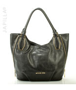 GORGEOUS BLACK MICHAEL KORS ZIPPERED LEATHER SHOULDER BAG TOTE! - $132.66