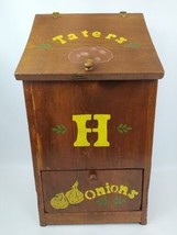 Rustic Potato Bin Tater Onion Wood Box w/Drawer Farmhouse Hand Painted &quot;... - £157.89 GBP