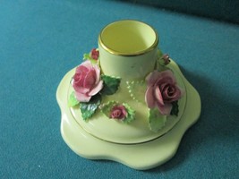 Adderley England candle holder &quot;Floral&quot; pattern with ceramic flowers [97B] - £34.88 GBP