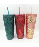 2021 Starbucks Christmas Holiday Jeweled Cold Cup Tumbler Rose Gold Red ... - £140.95 GBP