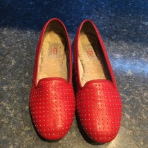 UGG Red Leather ALLOWAY Studded Flat/Loafer, Style#1002927, Size 7- Fabulous - £39.16 GBP