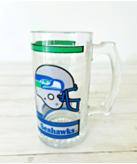 Vintage Seattle Seahawks NFL Glass Stein Mug W/Thumbprint Handle 12oz Gray - €21,36 EUR