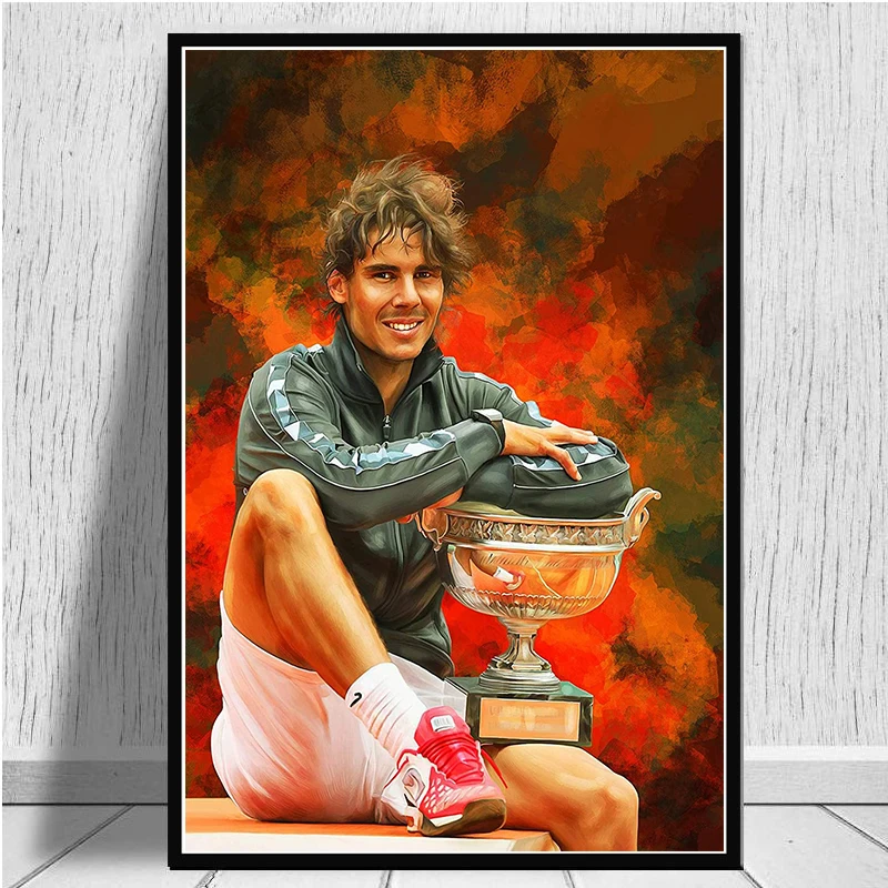 Poster player rafael nadal roger federer poster wall art canvas painting wall art decor thumb200