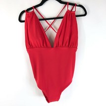 Sunn Lab Swim One Piece Swimsuit V Neck Strappy Stretch Red Size XL - £11.36 GBP