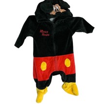 Disney Infant 0 3 mos Mickey Mouse Costume Dress Up Jumper w ears Halloween - $15.83
