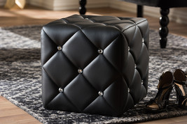 Calderon Black Faux Leather Upholstered Ottoman - $988.52 MXN