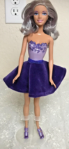 Mattel 2005 Barbie Silver Hair Blue Eyes Knees Bend 2004 Head Purple Molded Suit - £8.51 GBP