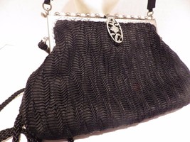 Kate Landry Black Evening Bag Convertible Handbag Shoulder Bag Rhinestone Clasp - £19.74 GBP