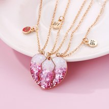 3Pcs/set Cute Sequin Heart Broken Pendant Necklace for - £9.36 GBP