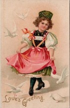 Valentine Clapsaddle Girl and Doves Loves Greeting Mountville PA Postcar... - $12.95