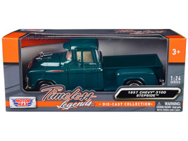 1957 Chevrolet 3100 Stepside Pickup Truck Teal Metallic &quot;Timeless Legends&quot; Se... - £33.57 GBP