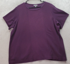 Essentials T Shirt Top Women&#39;s Size 22/24W Purple Cotton Short Sleeve Round Neck - £14.06 GBP