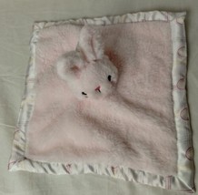 Parents Choice Solid Pink Bunny Head Blankie 12 &quot; x 12 &quot; - Satin Rainbows - £7.89 GBP