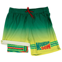 Mountain Dew Retro Logo 6&quot; Inseam Lined Swim Trunks Green - £31.65 GBP