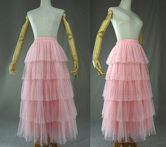 PINK TIERED Layered Tulle Maxi Skirt Plus Size Princess Tulle Skirt image 4