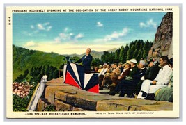 Roosevelt at Dedication of Smoky Mountains National Park UNP Linen Postcard S9 - £2.10 GBP