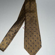 Hickey Freeman Men&#39;s Tie Gold Print - £38.68 GBP
