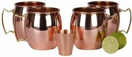 Pure Copper Moscow Mule Mug/Cup 16-Ounce/Set of 4, Smooth with BONUS Sho... - £43.06 GBP