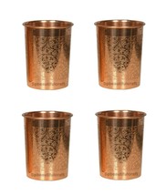 Beautiful Copper Water Drinking Serving Tumbler Glass Health Benefits Set Of 4 - £20.77 GBP