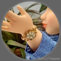 Clear Rhinestone Flower Design Bangle Doll Bracelet • 18 Inch Doll Jewelry - £7.08 GBP