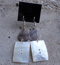 New Brown White Shell Long Tiered Dangle Drop Earrings Wire Hooks Beachy Jewelry - £9.48 GBP