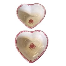 Vintage Pair of Ceramic Pink Cream Speckled Heart Shaped Bowl 5&quot;x5.5&quot;x3&quot; READ - £7.54 GBP