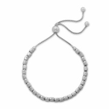 14k White Gold Plated 3.4mm Square Bead Bolo Adjustable Box Chain Bracelet 9.5&quot; - £99.99 GBP