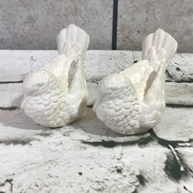 White Ceramic Bird Figurines Lot Of 2 Matching Simple Minimalist Decor - £19.34 GBP
