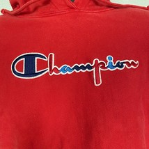 Champion Reverse Weave Hoodie Adult Embroidered Spell Out Red Vintage Sweatshirt - £39.08 GBP