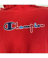 Champion Reverse Weave Hoodie Adult Embroidered Spell Out Red Vintage Sw... - £37.32 GBP