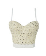 Burning Man Rave Festival Rhinestones Embellished White Bustier Corset T... - €41,21 EUR