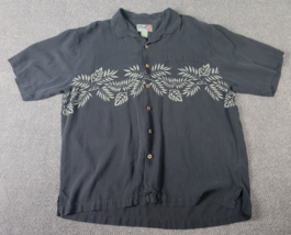 Hilo Hattie Shirt Mens Large Silk Hawaiian Original Floral Aloha Leaves ... - £19.05 GBP