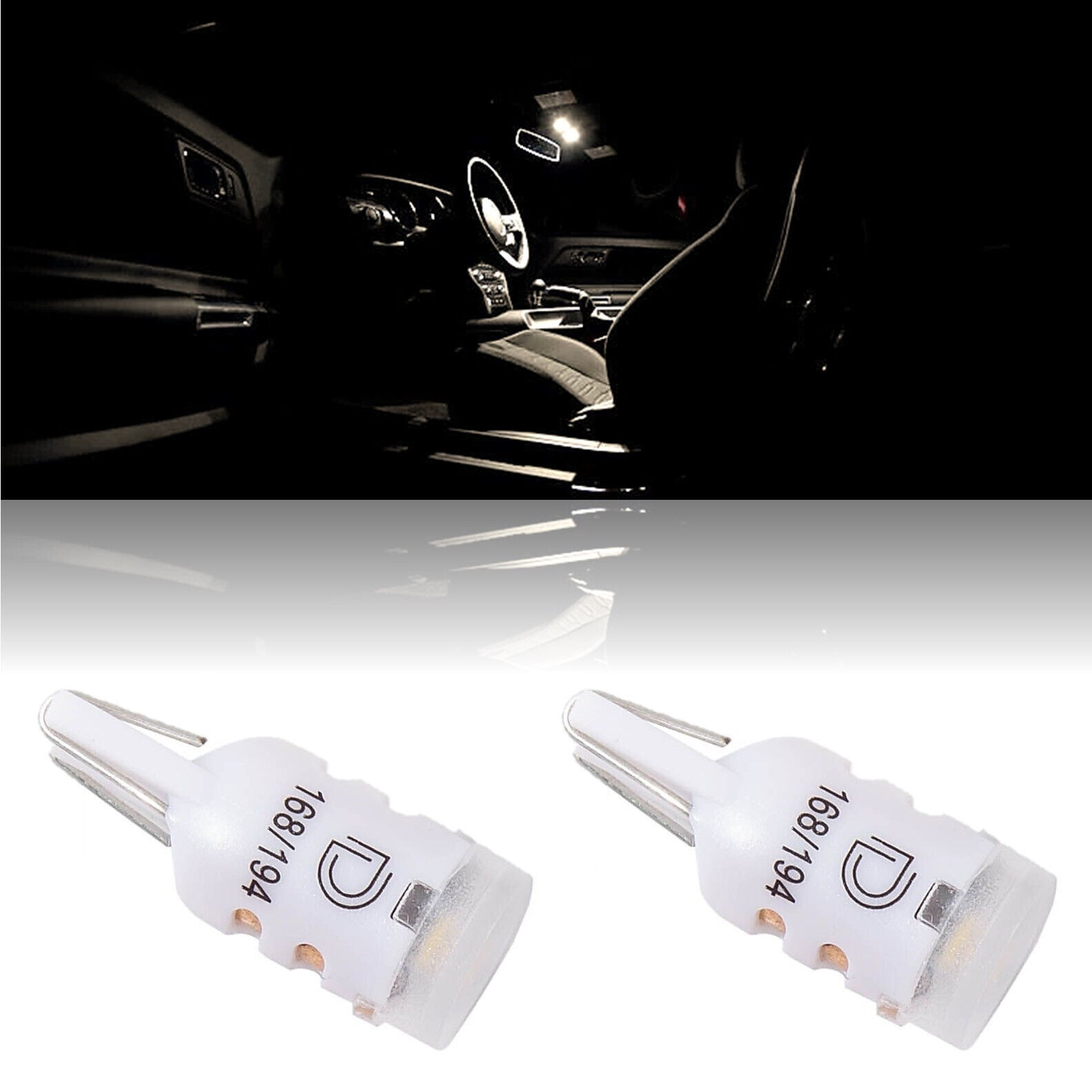 Natural 4K White 168 194 2825 T10 3-SMD LED Bulbs Parking License Lights... - $11.95