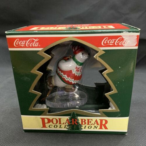 Primary image for NEW Coca-Cola Polar Bear Christmas Ornament Ice Skating Bear KG  Xmas Bottle