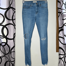 Madewell, high-rise, distressed skinny jeans with raw hem size 26 - £15.66 GBP