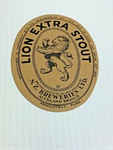 Vintage ~LION STOUT ~ New Zealand Paper Label. Auckland Dept. Very RARE ... - $8.88