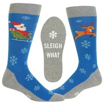 HOT SOX Mens Crew Socks Sleigh What Christmas Santa Reindeer $12 - NWT - £4.27 GBP