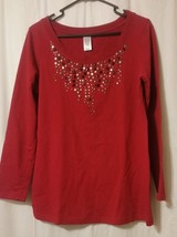 Dark Red Cotton Blend Shirt with Silver and Black Studs Bling Size M    ... - £6.57 GBP