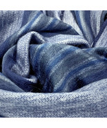 Soft and Warm Blue Striped ALPACA Wool Throw Brushed Blanket 90" X 65" QUEEN - £50.21 GBP